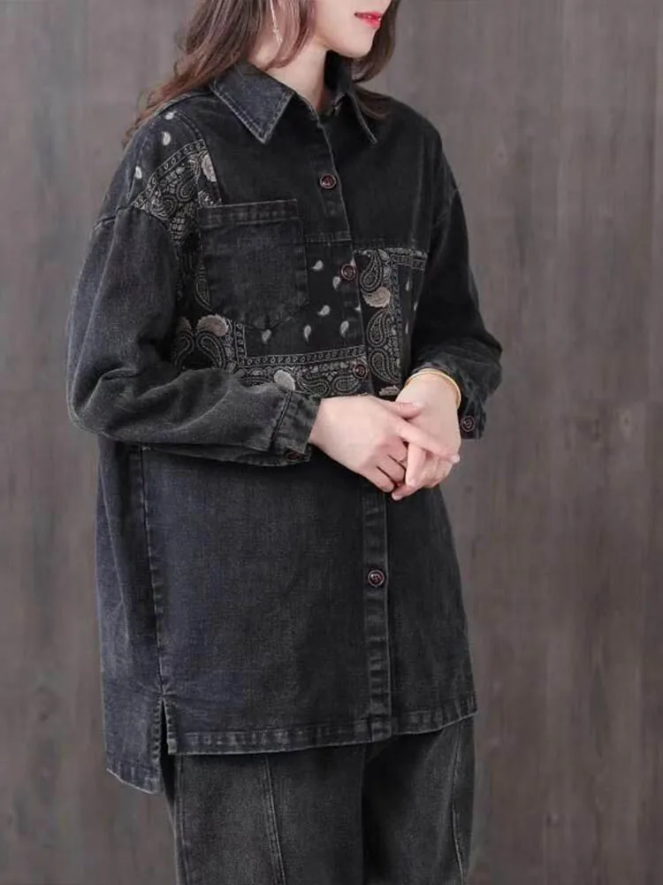 Max LuLu 2022 Spring New Korean Fashion Design Ladie Embroidery Denim Coats Womens Loose Casual Jackets Patchwork Gothic Clothes