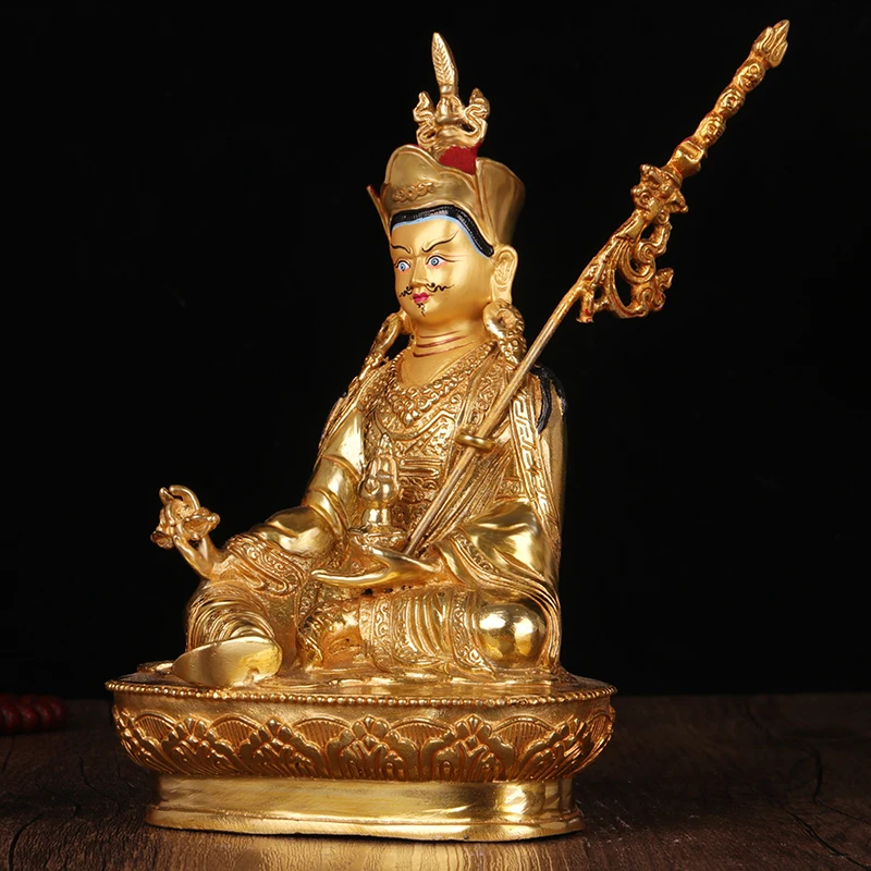 TOP GOOD 2109  efficacious # 8 inch Buddhism gilding Padmasambhava Rinpoche Buddha brass statue