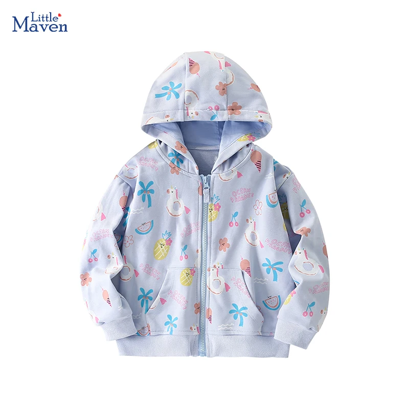 Little maven 2024 Autumn Spring New Baby Girls Hoodies for Kids Clothes Children\'s Clothing Infants Unicorns Sweatshirts Cotton