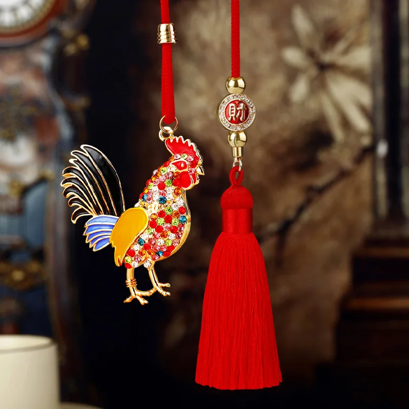 Safe Lucky National Fashion Rooster Automobile Ornament Interior Accessories Car Hanging Rearviewchamrs