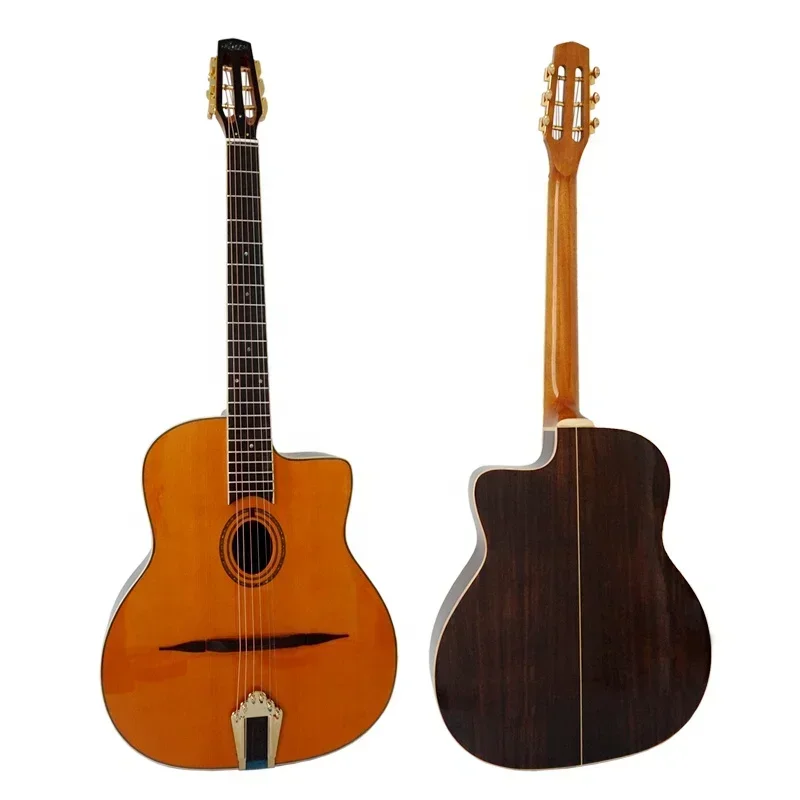 High Quality Handmade Solid Top Petit Bouche Acoustic Gypsy Guitar