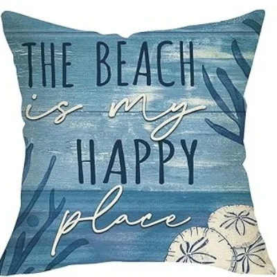 1PC 2D Flat Coastal Beach Throw Pillow Covers Nautical Ocean Themed Cushion Cases for Home Decor No Pillow Core