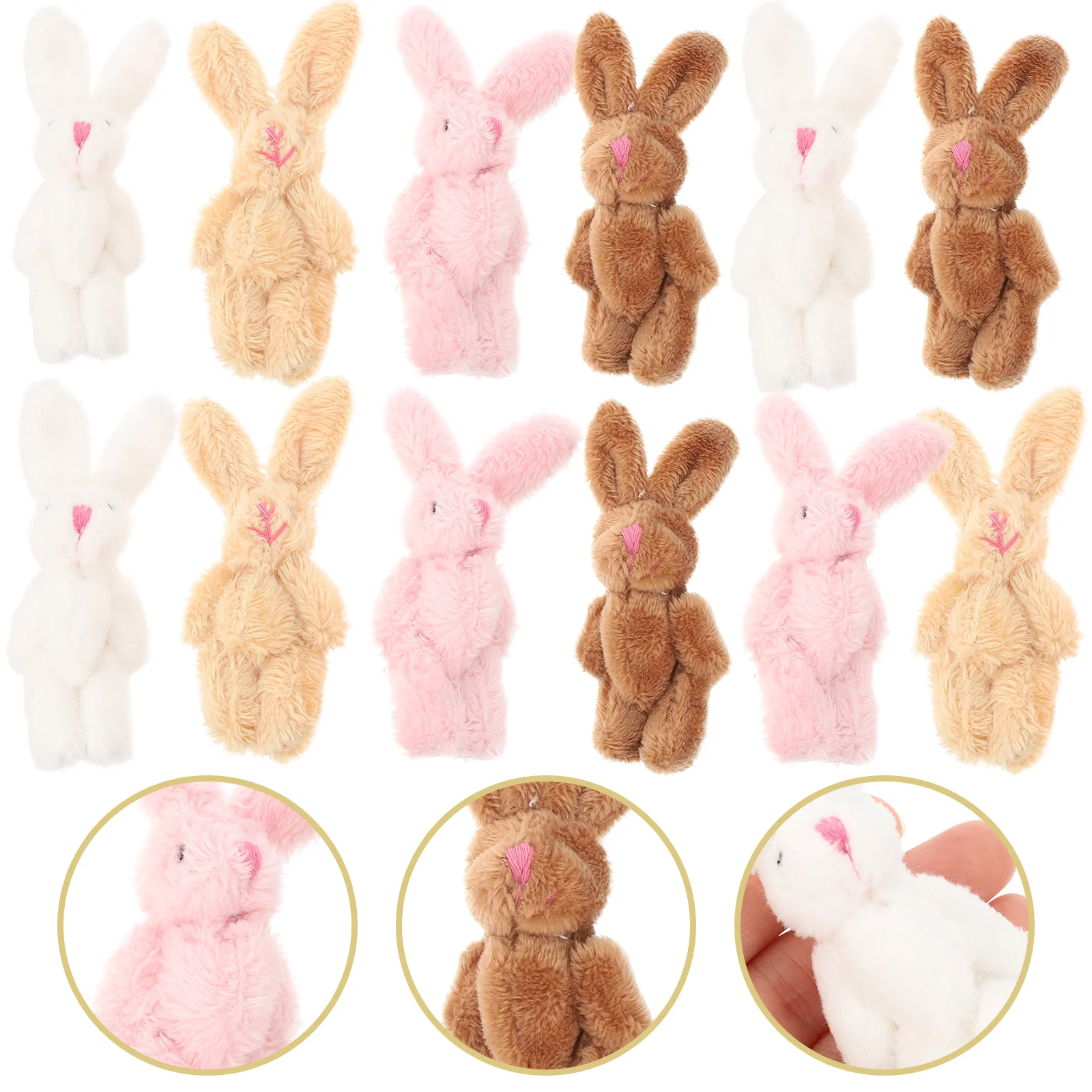 

20 Pcs Decorations Plush Bunny Baby Mini Toys Stuffed Animal Short Rabbit Tiny Joint Themed Birthday