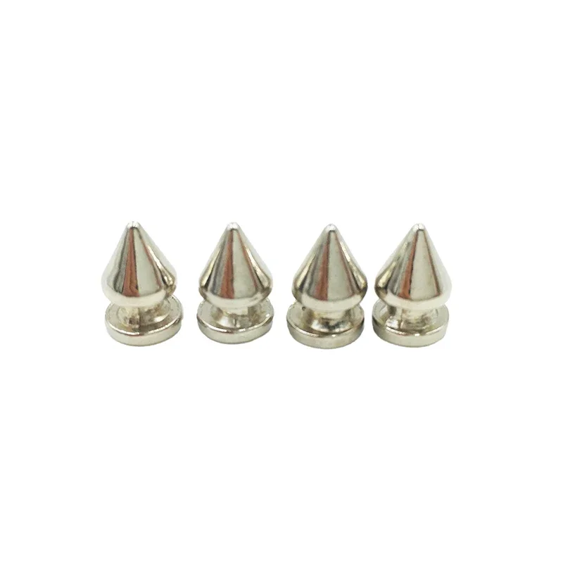 100sets 8*12mm Silver Cone Spots Metal Studs Leathercraft Rivets Punk Spike Bullet Spikes Rivets for Leather Collar