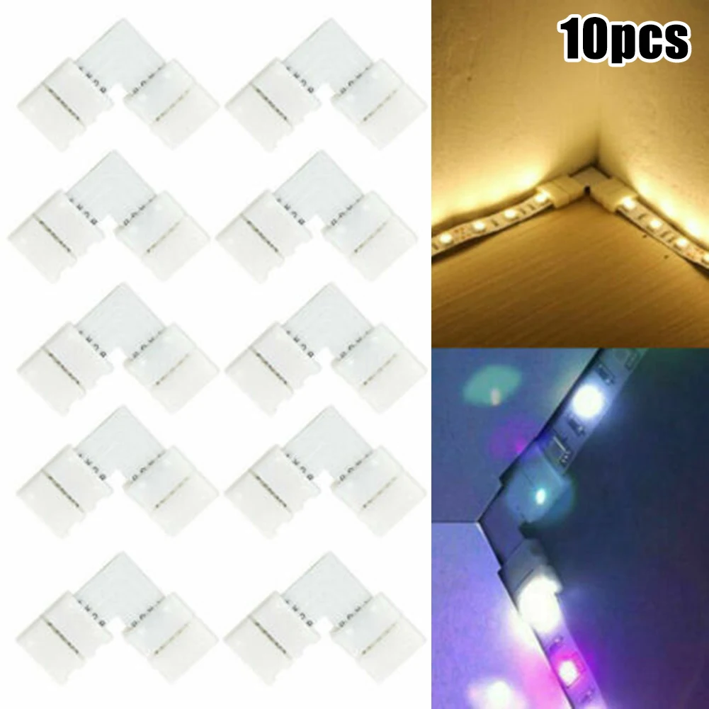 10PCS 5050 LED Strip Light Corner Connectors RGB L Shape Adapters 90 Degree Joint Tape Lights Connector Strip Light Fixed Clamps