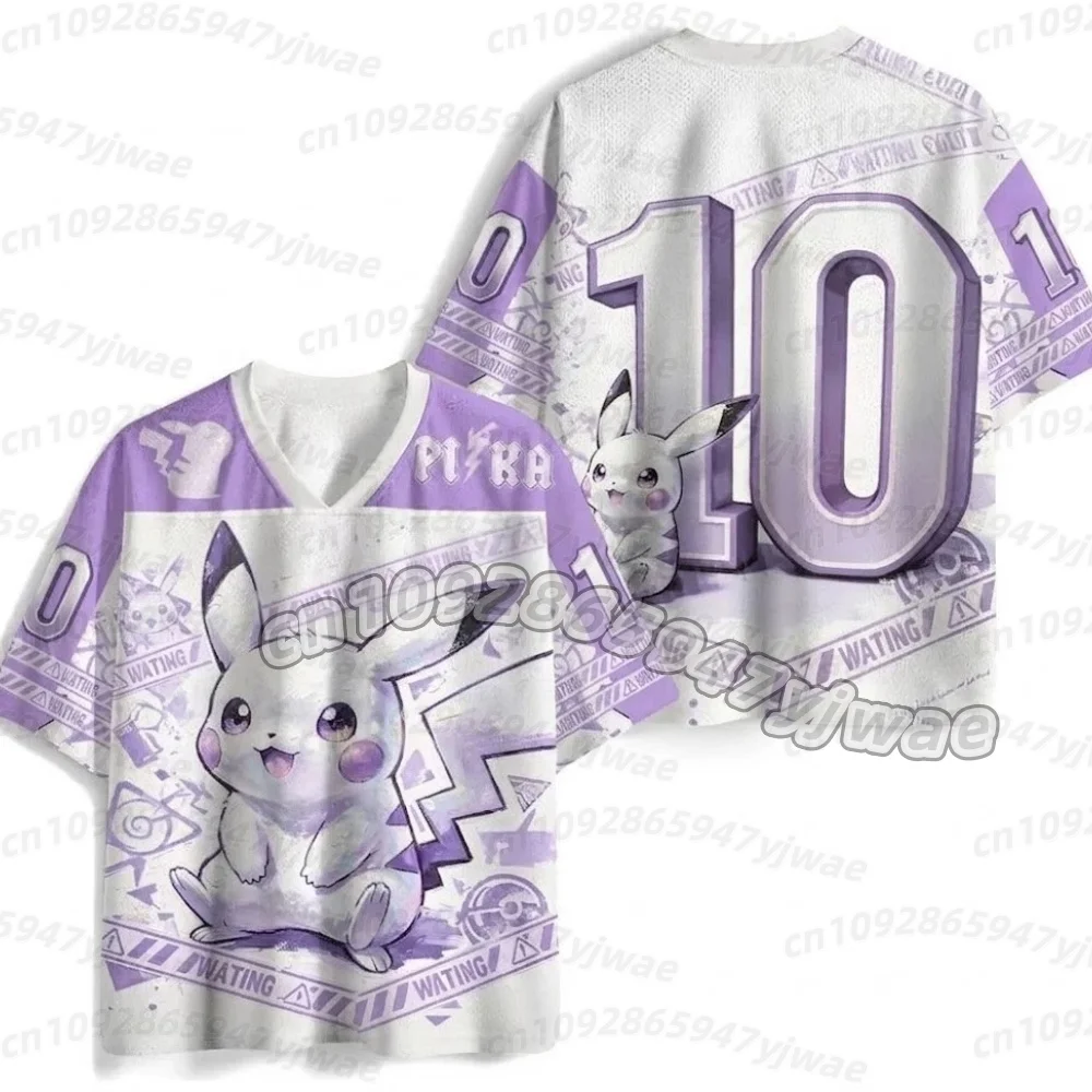 2026 Anime Pikachu Print Fußballtrikots für Mädchen, Jungen und Herren – Kurzarm-Sport-T-Shirts für Herren, Cartoon-Cosplay-Kinder-T-Shirts – Detail 5