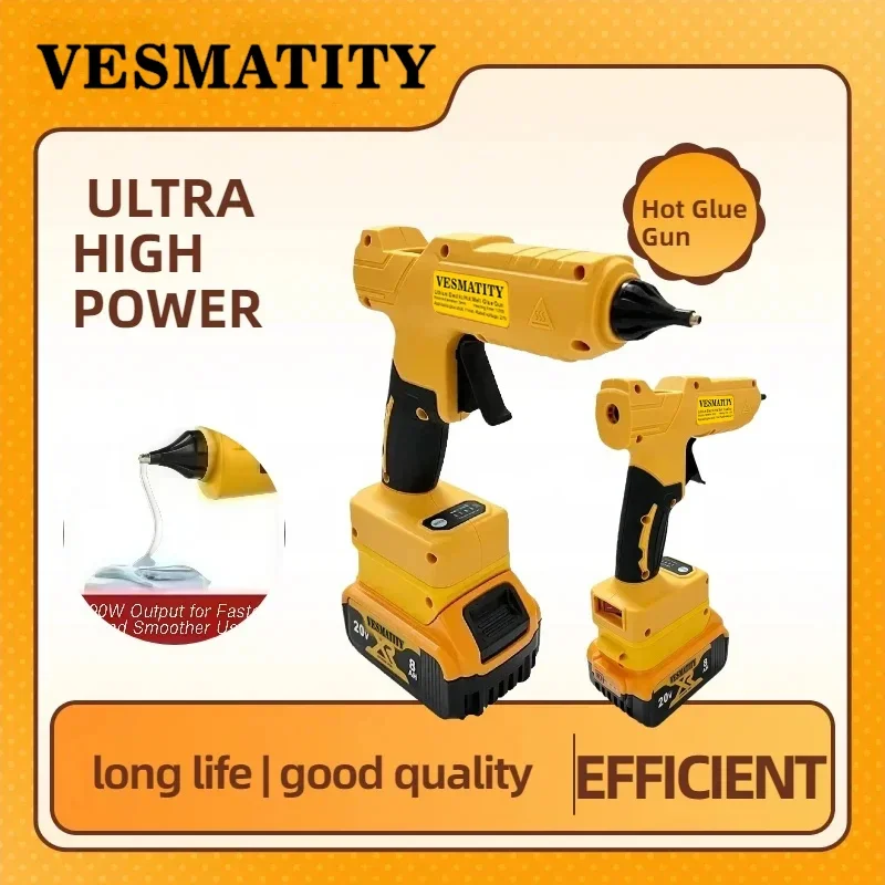 Cordless Electric Handheld Hot Glue Gun Repair DIY Tool Hot Melt Welding Hot AirGun Anti-scald Nozzle ForDewalt 18V20VBatteryPin
