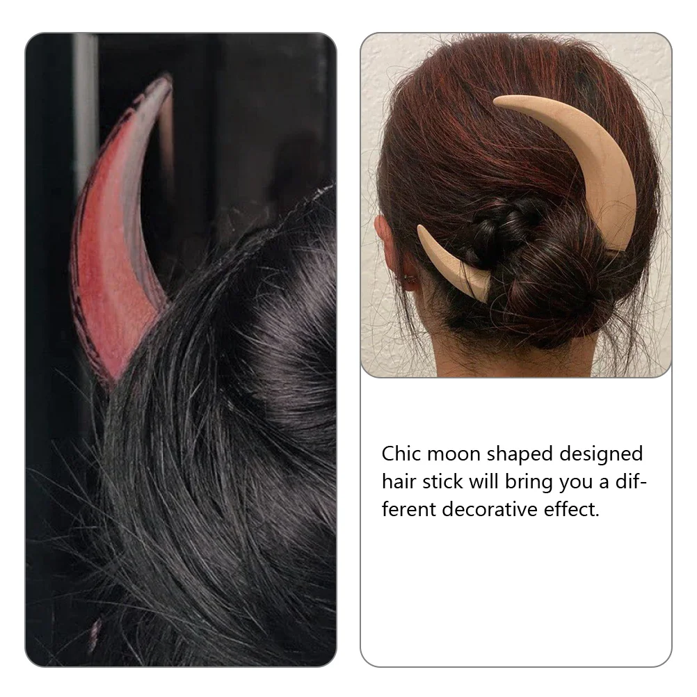 

3pcs Moon Wooden Sticks Bun Holder Elegant Hair Accessories For Women Hair Styling Tool Gift For Women Headdress