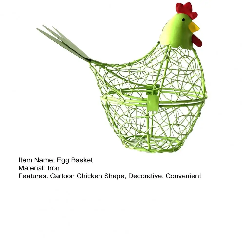 Egg Basket Iron Wire Chicken Shaped Egg Holder Easter Eggs Storage Basket for Kitchen Home Decorations