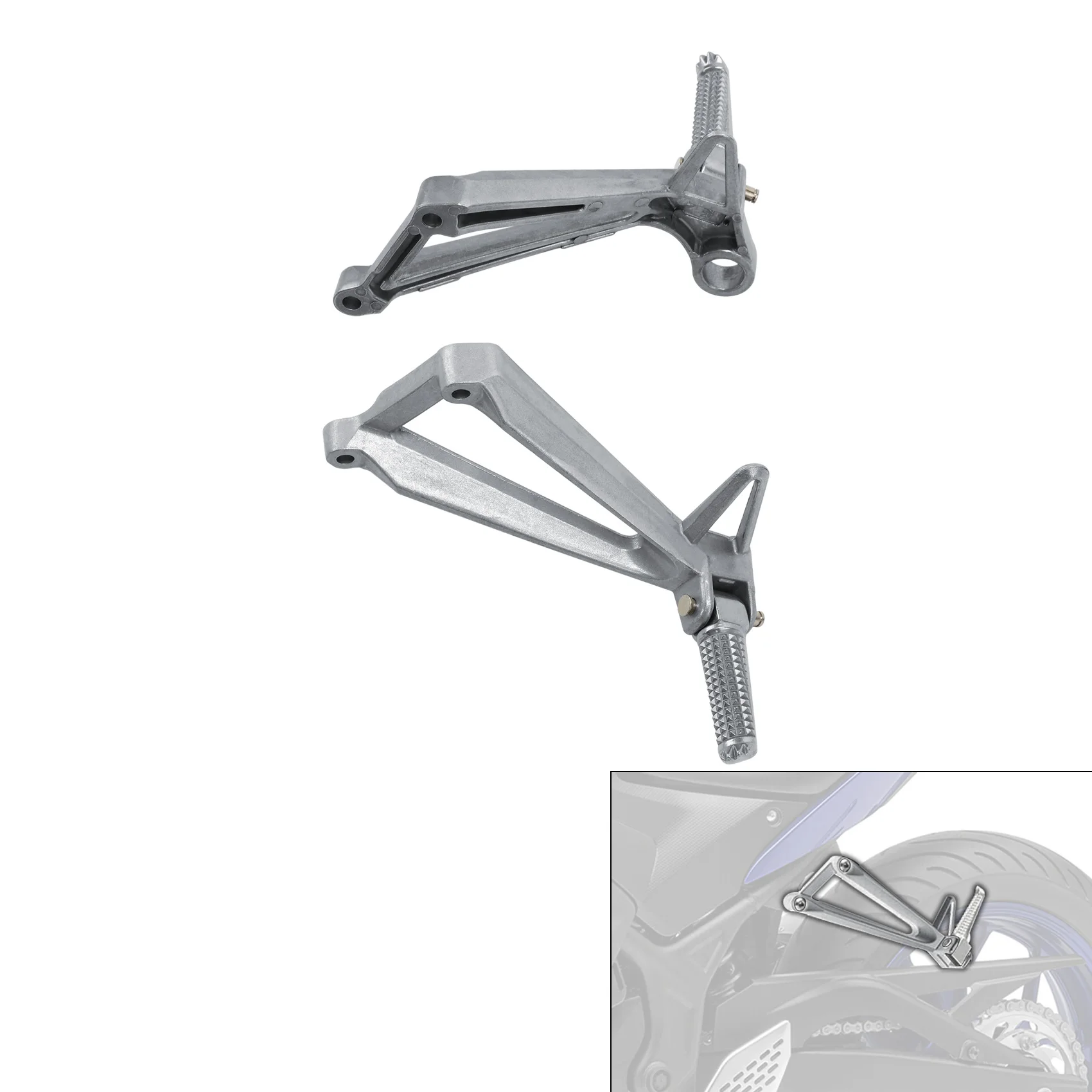 Motorcycle Aluminum Rear Passenger FootPeg Footrest Bracket Set Fit For YAMAHA YZF R3 YZF-R3 2015-2024 MT03 2020-2024