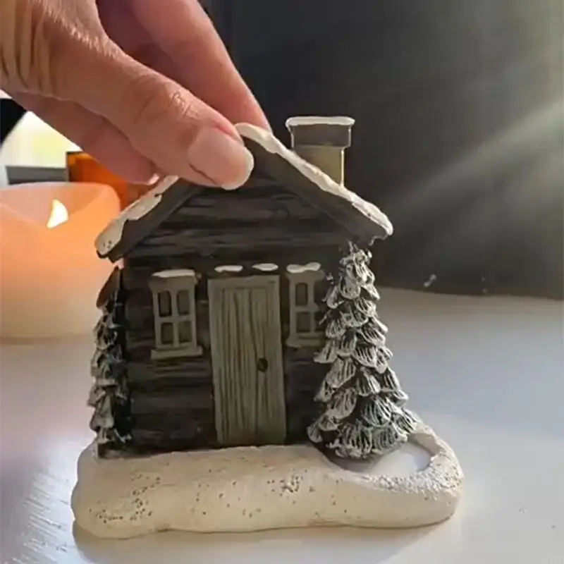KX4B LOG Cabin Cabin Movelder ChiMney Ceramic of Christmas Home and Office Enhancement