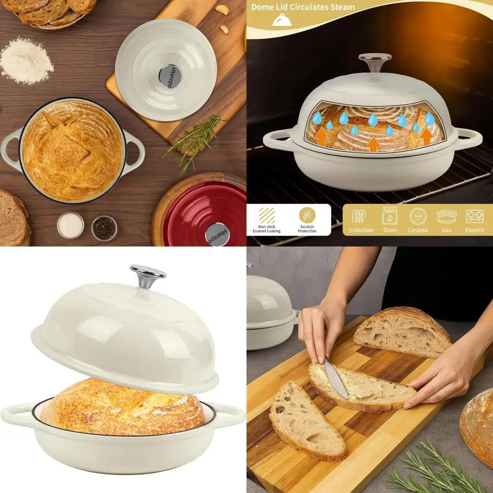 

Чугунная эмалированная хлебопекарная печь объемом 5,4 кварта, универсальная для приготовления в голландской печи и выпечки на закваске, нагревается до 500 градусов. ° Ф