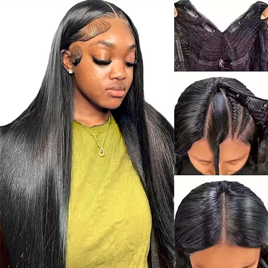 

V Part Wig Straight Long Human Hair Wigs Mongolian Straight V Part Human Hair Wigs V Part Machine Made Wigs No Leave Out