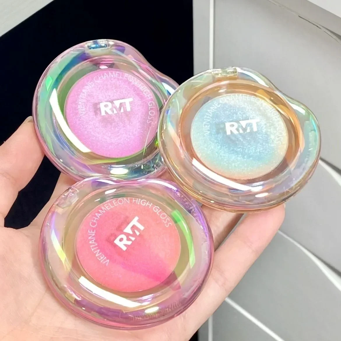 لوحة ظلال عيون من الحرباء، بودرة تجميل رومانسية، تفتيح اللؤلؤ للجسم والوجه، لمعان عالي