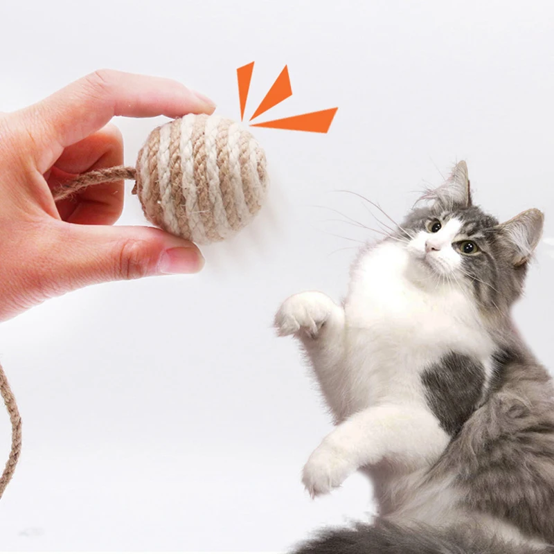 Pet Sisal Rope Weave Ball Cat Teaser Play Chewing Rattle Scratch Catch Toy DIY Interactive Scratch Chew Toy Accessoryies