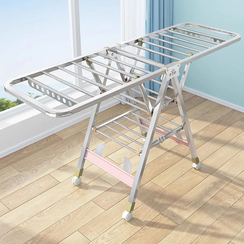 Adjustable Angle Cloth Hanger Metal Floor Organizer Corner Drying Racks Space Saving Cabides Para Roupas Decoration Home