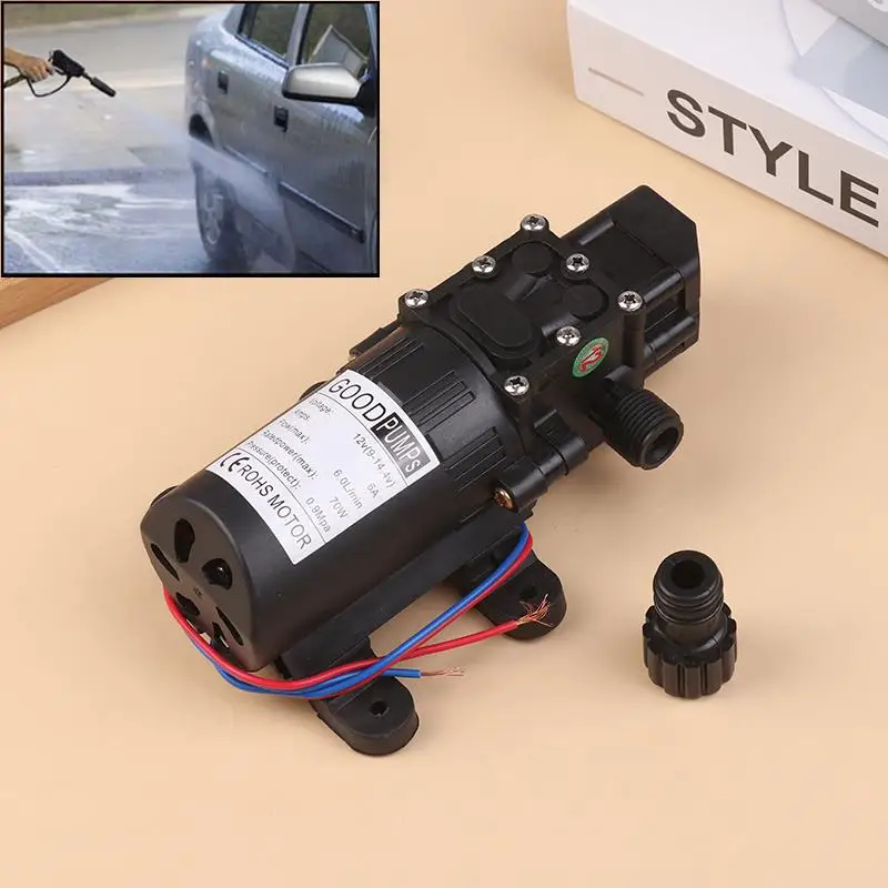 70W DC 12V Micro Electric Diaphragm Reflux Water Pumps Automatic Switch 6L/Min for High Pressure Car Washing / Home Irrigatiom