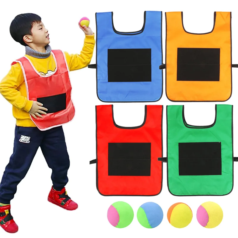 어린이 끈끈한 공 조끼 장난감 5개 공 포함 부모-자녀 상호작용 야외 스포츠 신체 운동 게임 소품 TMZ
