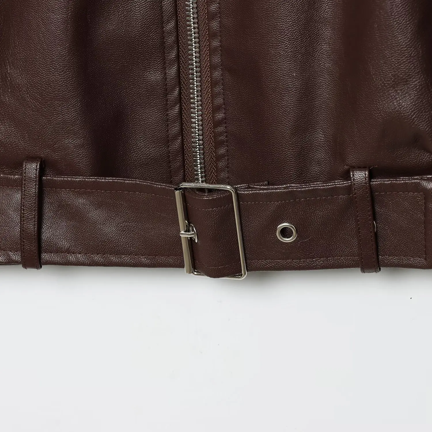 Faionable automne nouveau manteau Jaet en cuir pour femme avec ceinture et ket Design trajet Sle cuir synthétique Long Sve