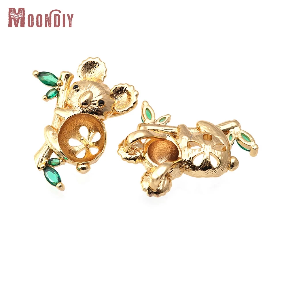 

4PCS 18K Gold Color Brass Zircon Can Fit Half Hole Beads Bamboo Rat Charms Pendants High Quality Diy Jewelry Making Accessories