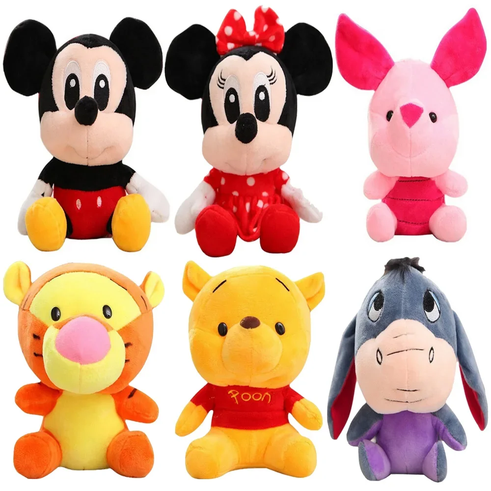 20cm Disney Cartoon Stuffed Animals Pluszowe zabawki Kubuś Puchatek Myszka Miki Minnie Lalki Lilo & Stitch Śliczny chłopiec dziewczynka Prezenty dla