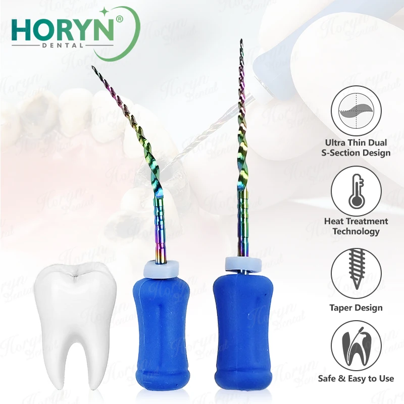 

﻿ Набор из 6 роторных файлов Horyn Niti Rainbow Series для эндодонтии, файлы для корневых каналов SX-F3, 25 мм, цветные, термообработанные