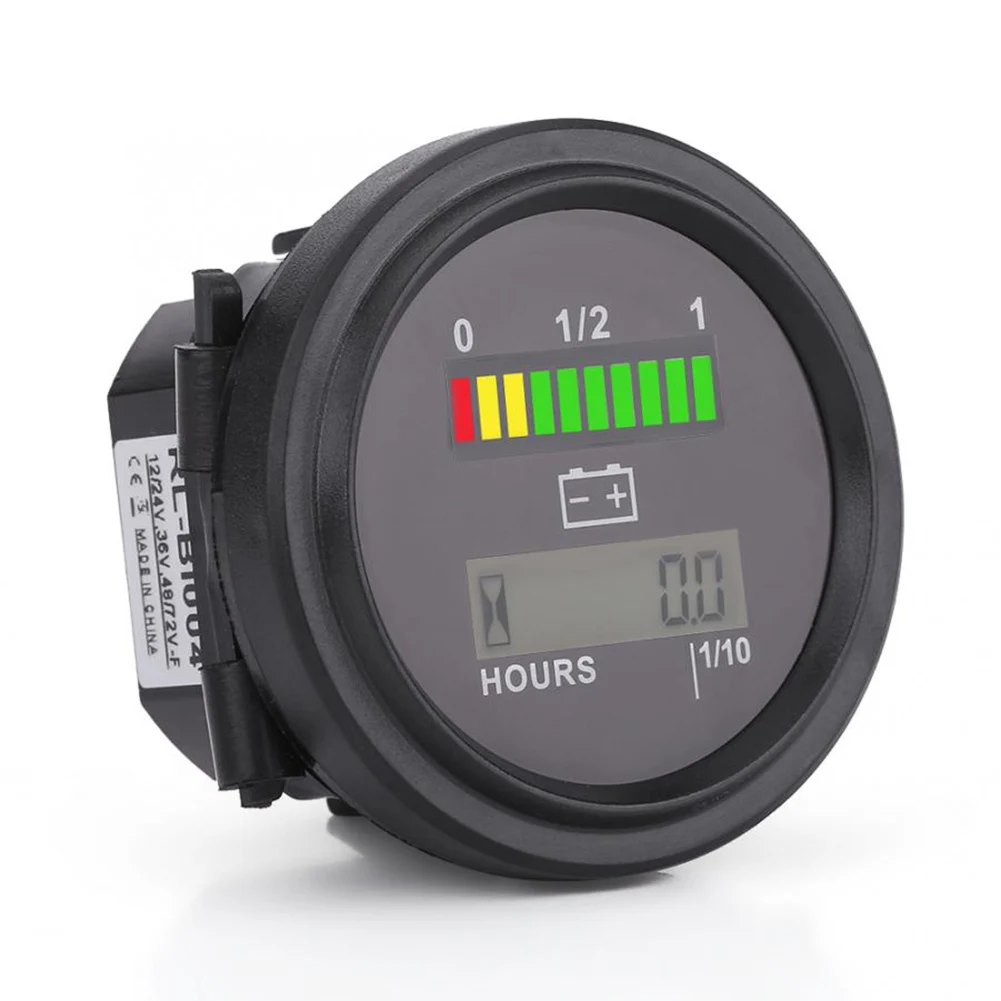

12V/24V/36V/48V/72V LED Digital Battery Indicator Gauge with Engine Hour Meter - for Golf Carts, 2-in-1 Gauge, Model DE-QC02586