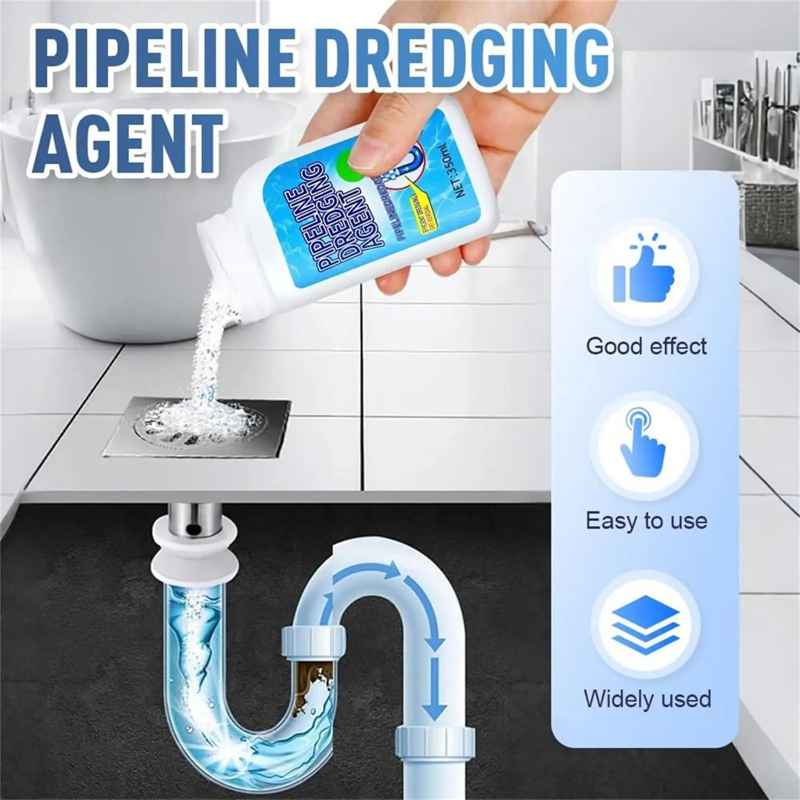 1Pcs Sink & Drain Cleaner Powerful Pipe Dredging Agent Fast Foaming Sink & Drain Cleaner Kitchen Pipes Tunnel Powder