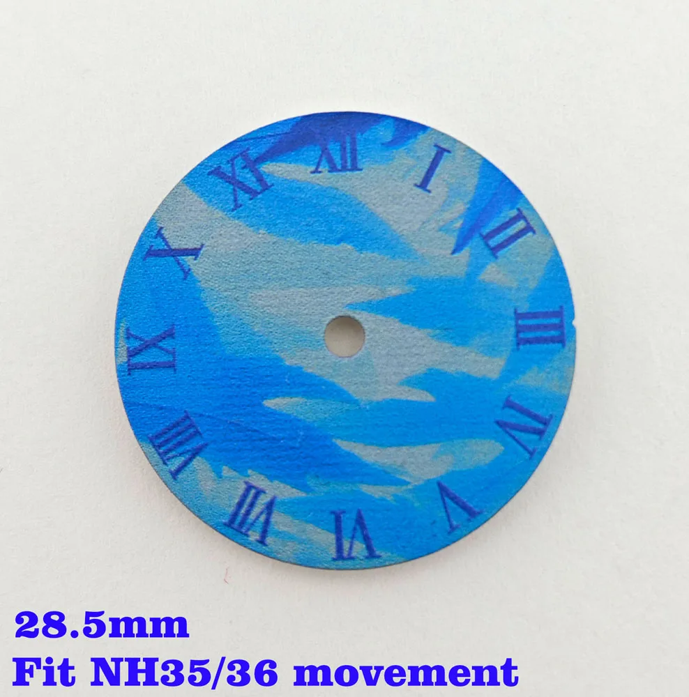 28.5mm 다이얼 NH35 다이얼 NH36 다이얼 블루 앤 화이트 도자기 시리즈 고품질 다이얼 NH35/36 무브먼트 시계 액세서리에 적합