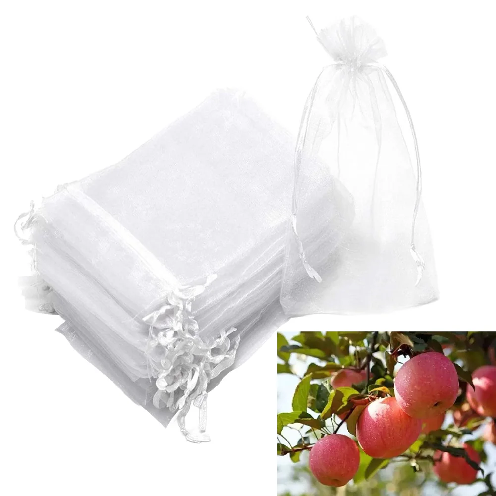 100pcs Fruit Protection Bags,insect-proof Fruit Gauze Covers,protect Fruits White Yard Garden Supplies