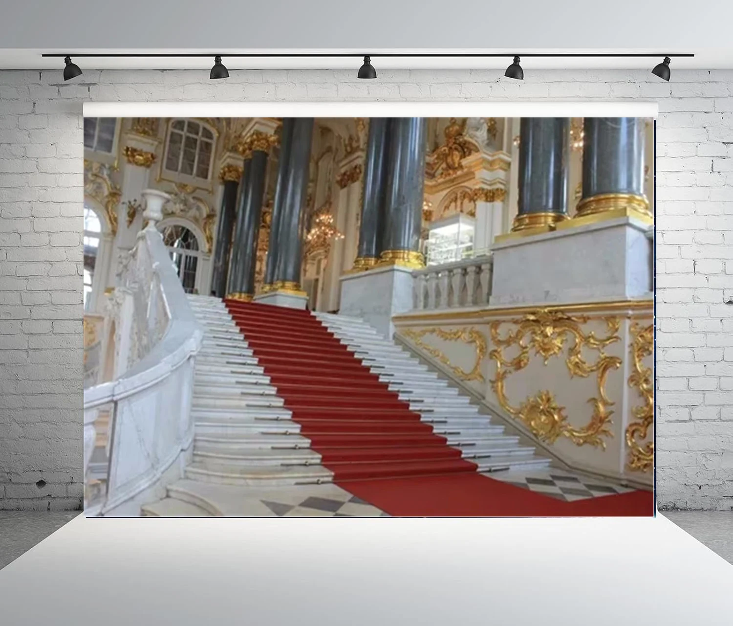 Fondo de fotografía alfombra roja escalera Palacio Real pared tallada en oro Jordan escalera del Museo del Palacio de Invierno fondo