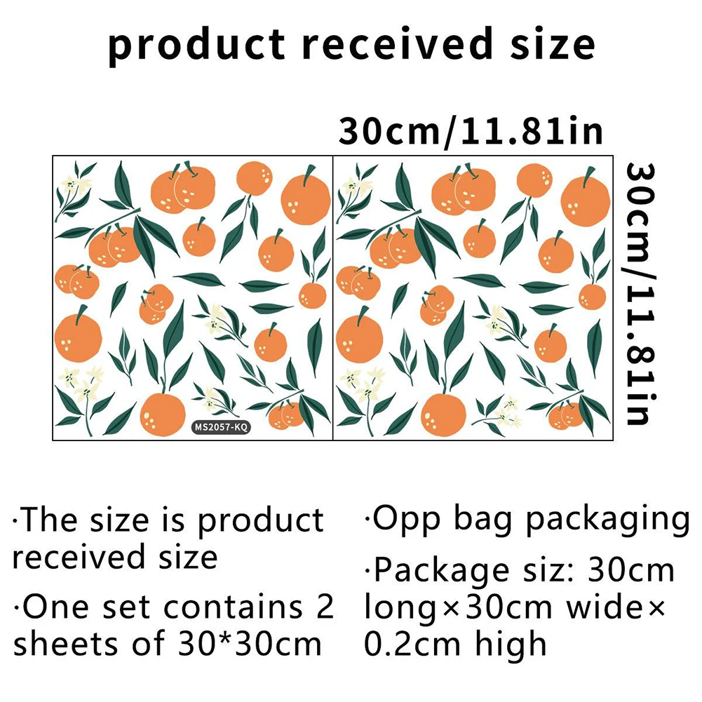 Living Room Wall Sticker Orange Leaves DIY Application Easy To Peel Off Vinyl Adhesive Material With Transfer Belt