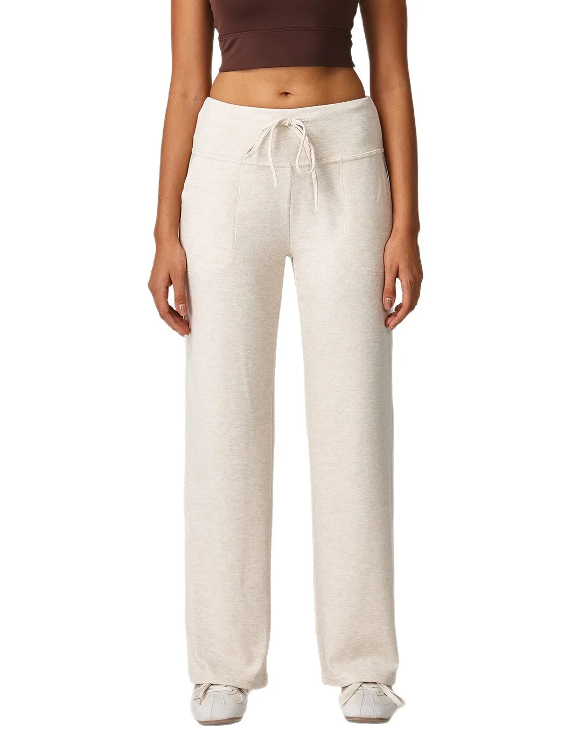 กางเกงกีฬาลำลองทรงหลวมสำหรับผู้หญิง เอวสูง ผ้าอื่นๆ 00% คอลเลคชั่นฤดูร้อน ผลิตในจีน