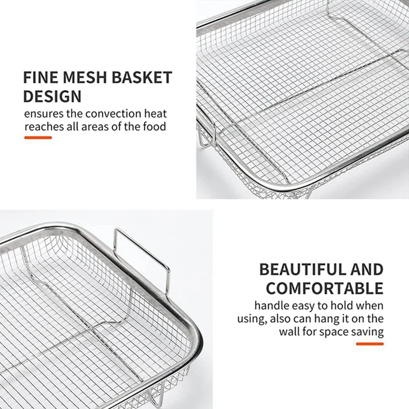 Stainless Steel Air Fryer Grill Basket Non-Stick Air Fryer Mesh Basket Air Fryer Tray Wire Rack Basket