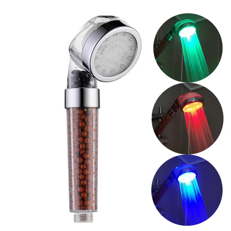 3 Color Shower head bath LED  Light Showerhead Temperature sensor High Pressure Rainfall SPA Water Saving bathroom accessories