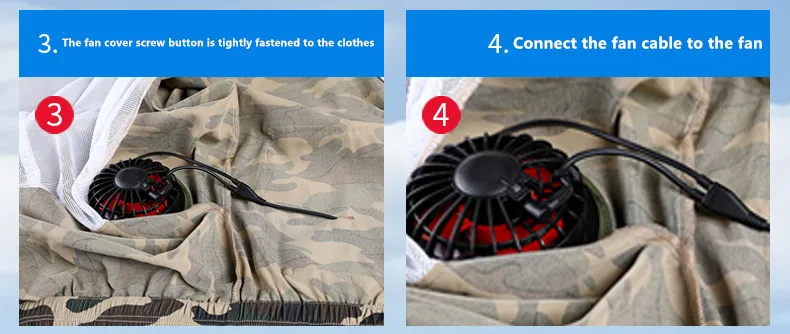 Neue lockere Sommerjacke mit Ventilator zur Schutz vor Hitzeschlag für Herren, kühlende Jacke für Arbeiten auf Baustellen im Freien (ohne Powerbank) – Detail 6