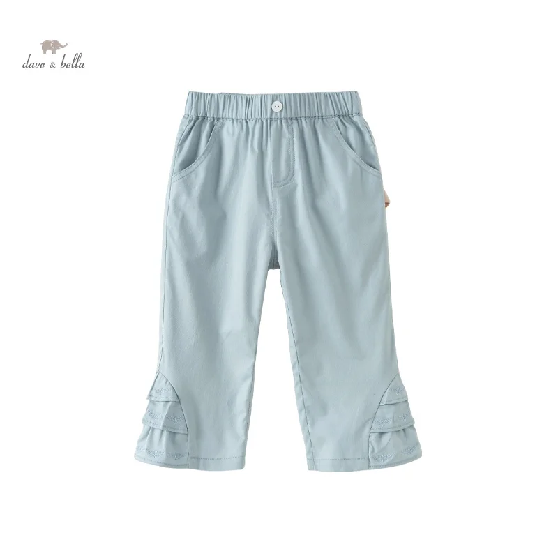 Dave Bella Children Pants 2024 New Spring Girls Baby Kids Casual Fashion Wide Leg Pants Party Outdoor Sport DB1247867