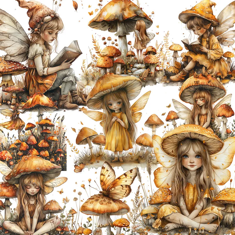 20Pcs/Pack Cute Mushroom Elf Sticker DIY Craft Scrapbooking Album Junk Journal Decorative Stickers