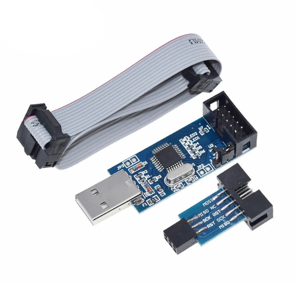 USBASP USBISP AVR Programmer 10Pin To 6 Pin Cable USB ISP USB ASP ATMEGA8 ATMEGA128 ATtiny CAN PWM Support Win7 64K 64 64Bit