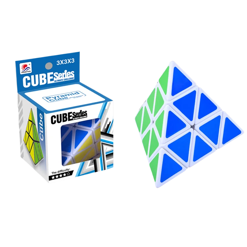 어린이 피라미드 큐브 3x3x3 매직 트라이앵글 스피드 Pyraminx 큐브 부드러운 두뇌 티저 장난감 퍼즐 게임 STEM 교육 장난감