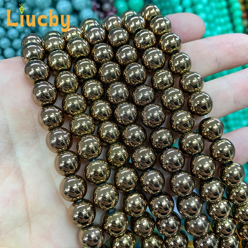Schokoladenbraune glatte Hämatitperlen, nicht metallisch, für die Schmuckherstellung, DIY, halbe Kette, Dekoration, Kunsthandwerk, 38,1 cm Strang, 2/3/4/6/8/10 mm – Detail 5
