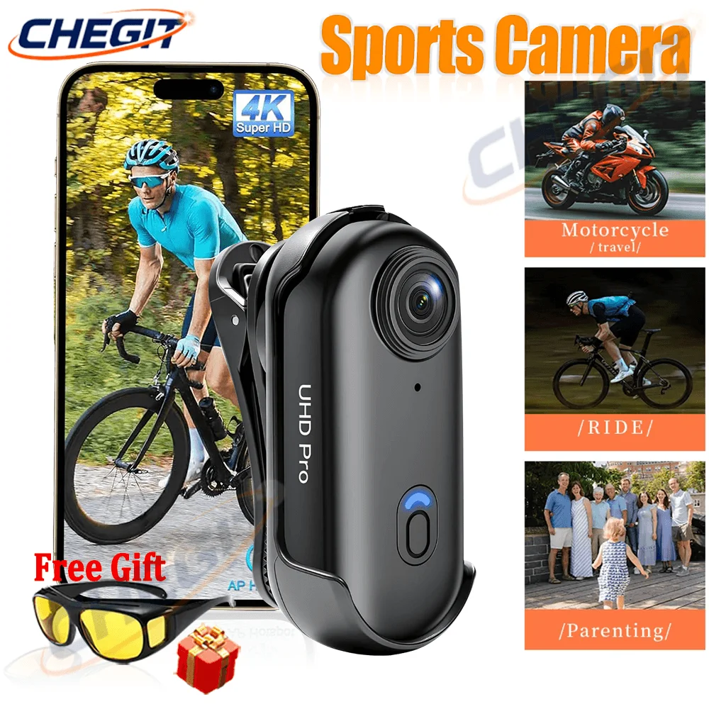 

4K Wi-Fi мини-камера для мотоцикла, экшн-камера Full HD для шлема и руля, спортивная видеокамера, подарок
