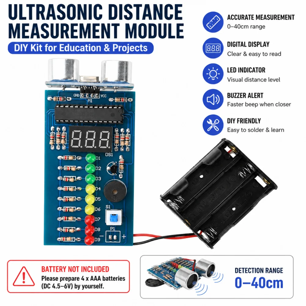 DC 4.5–6V Ultrasonic Distance Sensor, Backup Sensor, Ultrasonic Distance Measurement Module, DIY Kit