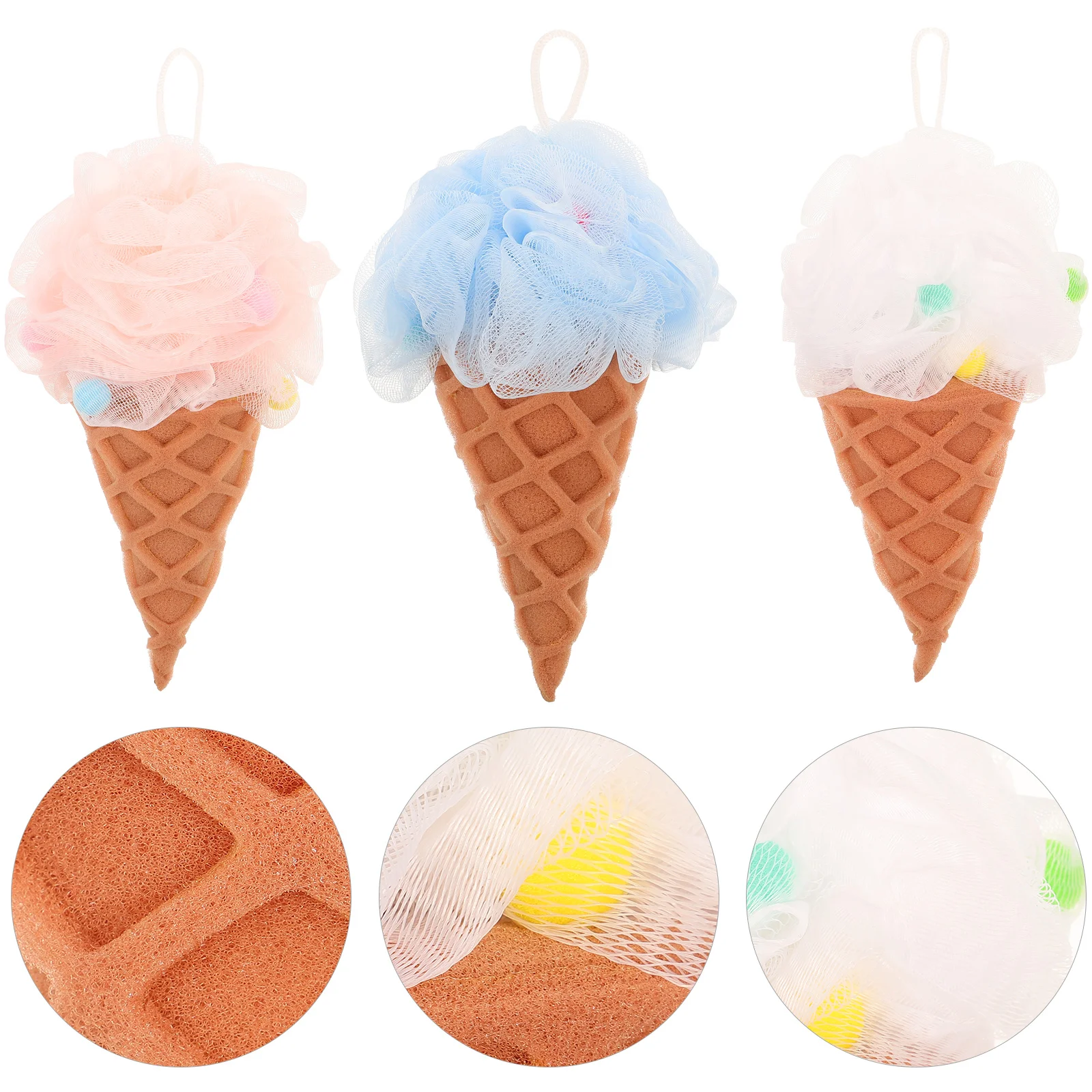 Bath Ball Body Scrubber Shower Exfoliating Sponge Bathing Ice Cream Cleaning Supply Absorbent Wash Toy