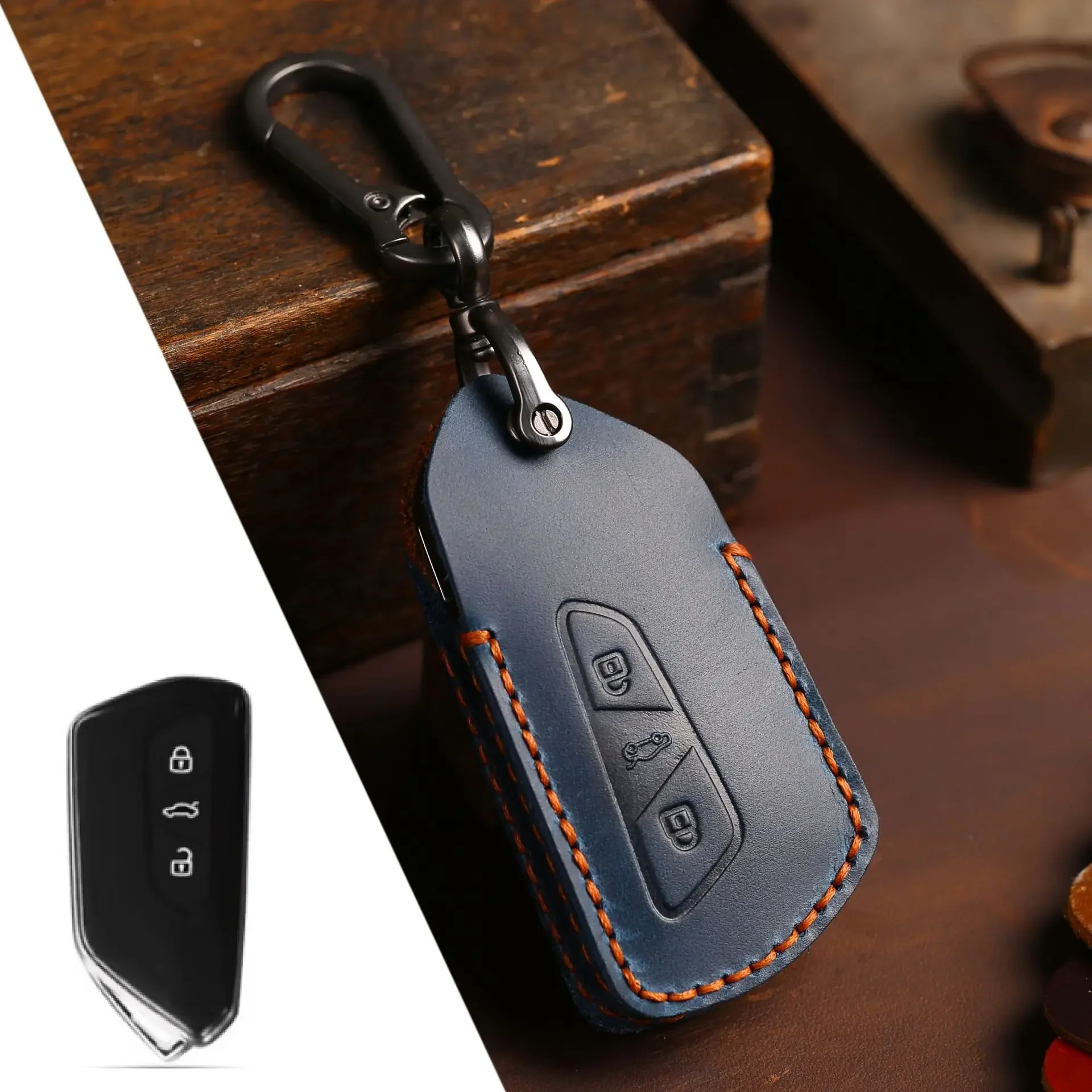 

1pc Handmade Leather Car Protector Key Case Cover For VW Golf 8 MK8 ID4 ID 4 Accessories 2020 2021 2022 Key Cover