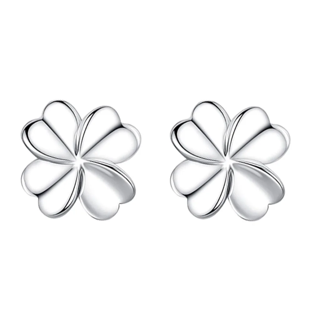 Brincos requintados trevo de quatro folhas brincos de zircão para mulheres brincos de prata brinco de cor brincos de jóias de earing brincos presente