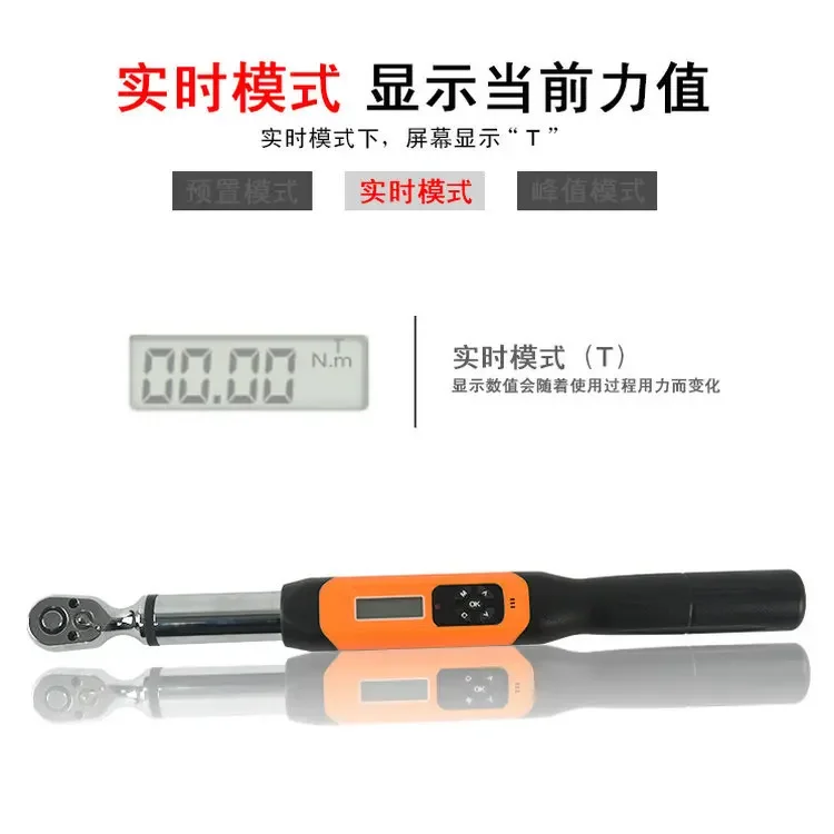AWJC digital torque wrench tighten loosen nut replaceable ratchet head two-way paddle torque wrench