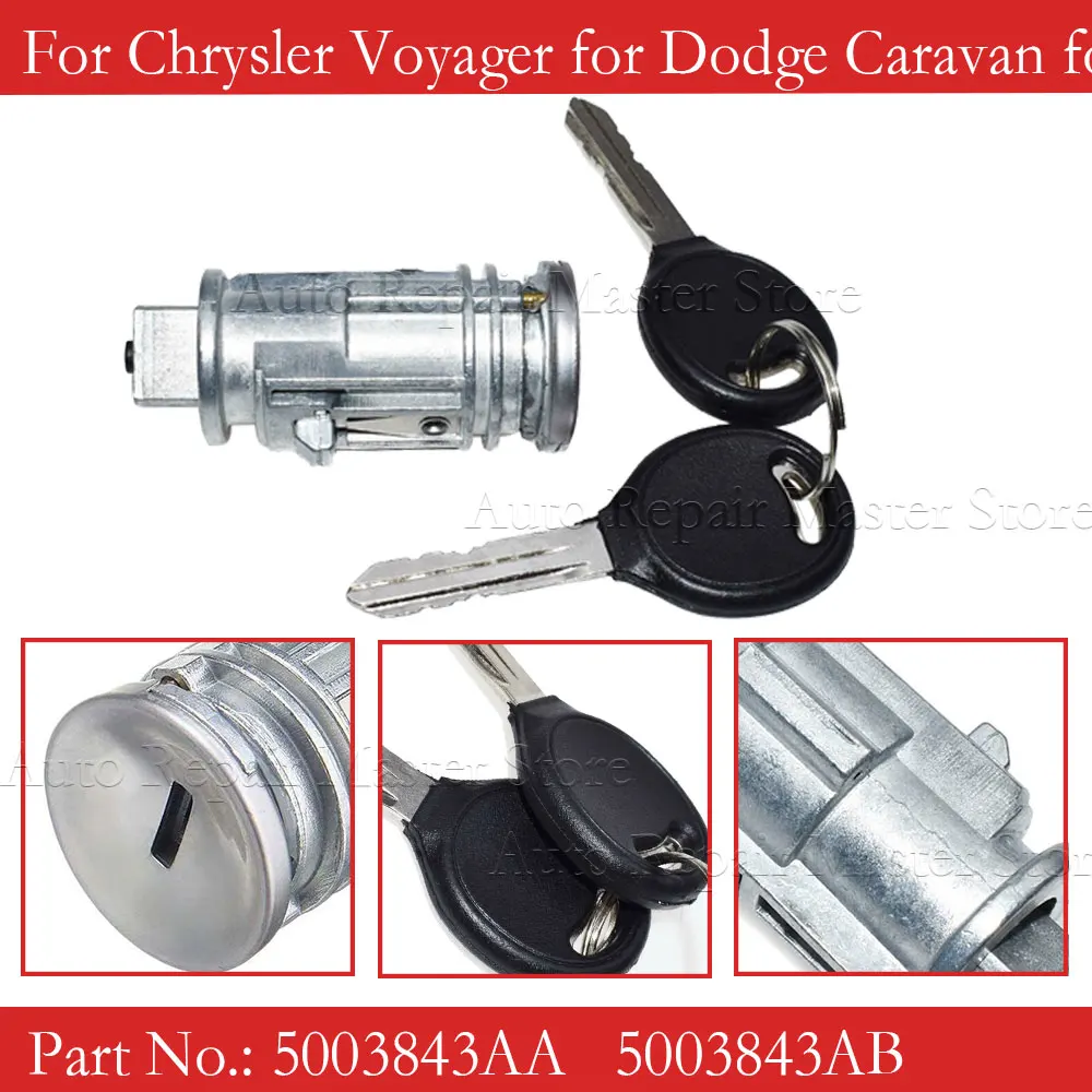 5003843AB 5003843AA Ignition Key Switch Cylinder Lock With Keys For Chrysler Voyager Dodge Caravan Jeep Cherokee Plymouth