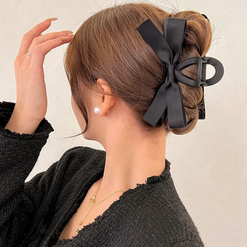 Pinza de pelo con lazo negro para niña, accesorios para el cabello, tarjetas para el cabello para mujer