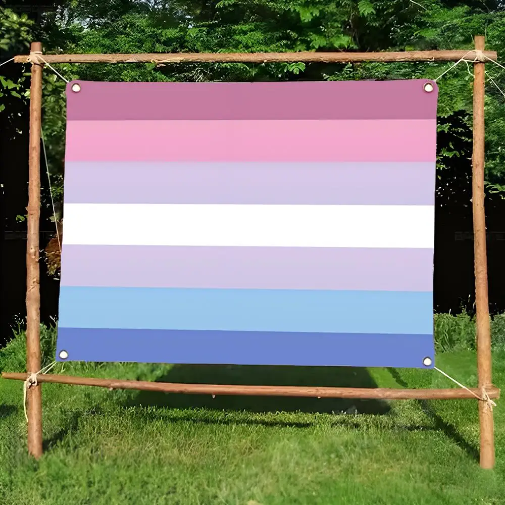 Trendy Dual Harmonious B-Bigender Pride Flags Borderless four-ring ornament indoor outdoor decoration effortless to hang